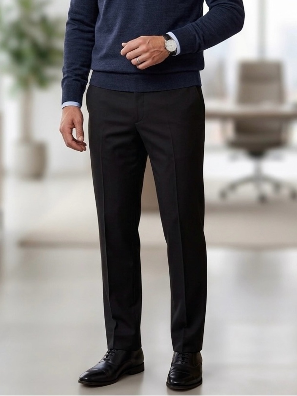 Stafford Executive Classic Fit Black Dress Pants Men’s 36x30 Easy Care Stretch